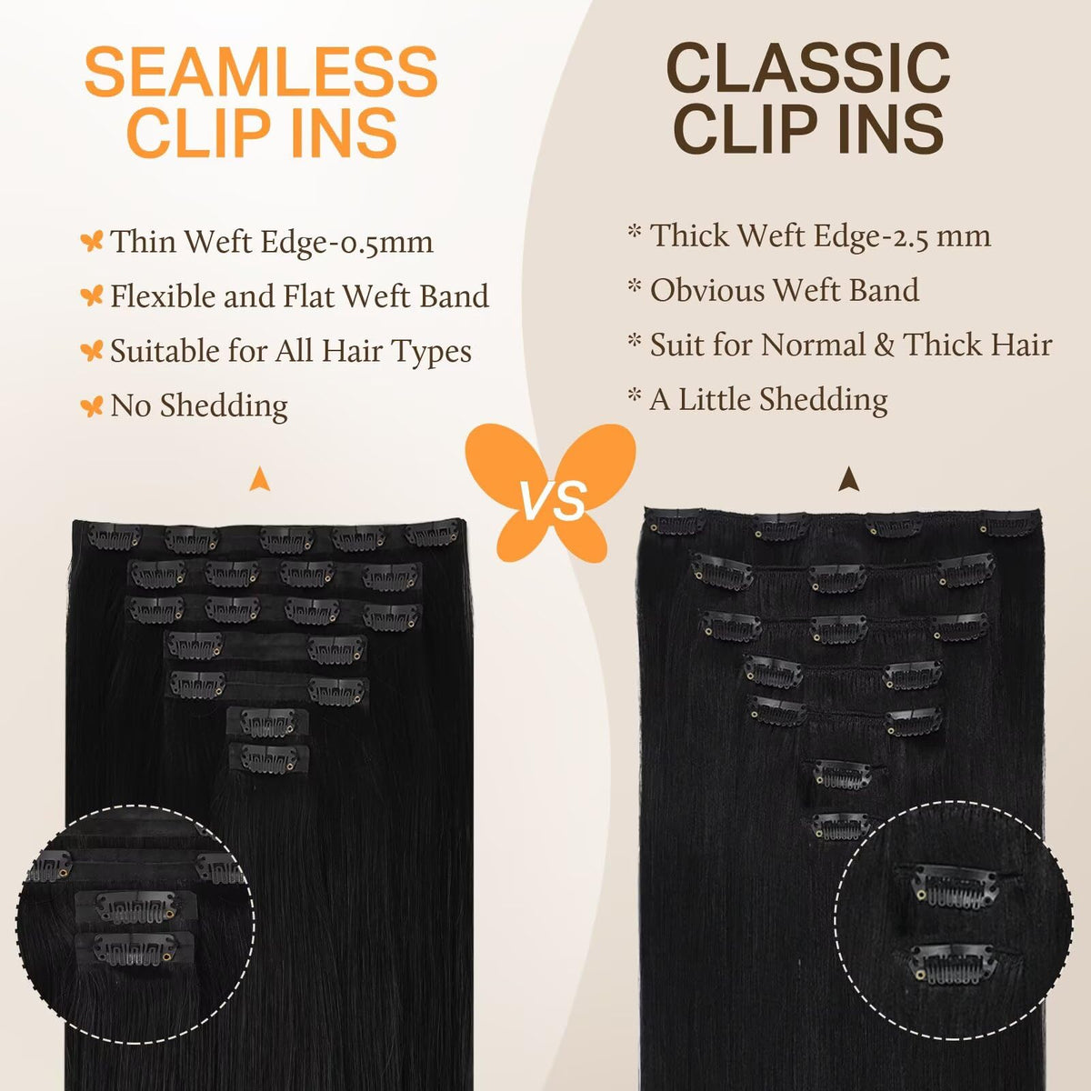 DOORES Clip in Hair Extensions installation process