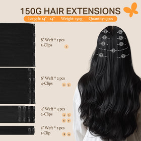 DOORES Clip in Hair Extensions packaging and contents
