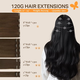 DOORES Clip in Hair Extensions packaging and contents