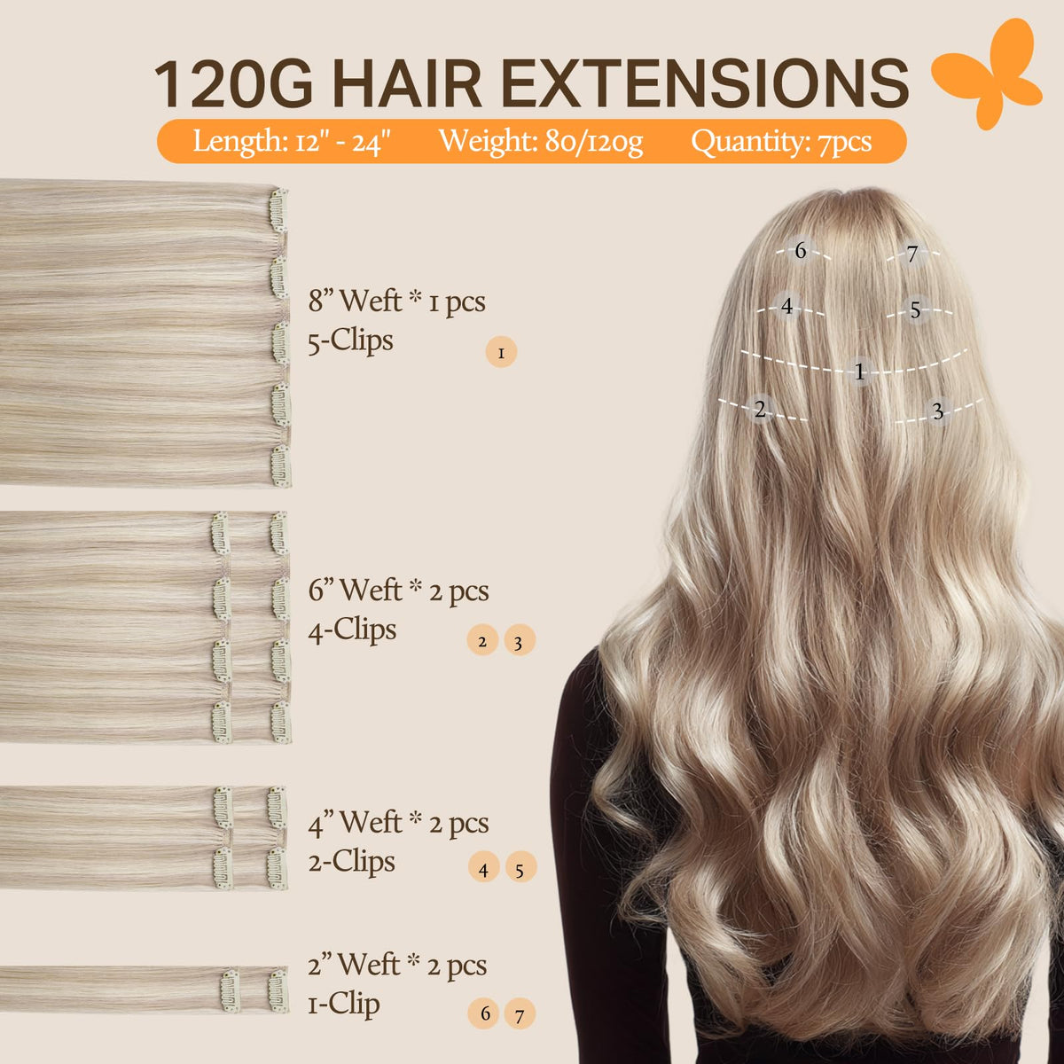 DOORES Clip in Hair Extensions packaging side view