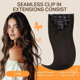 DOORES Clip in Hair Extensions packaging with 7 clips