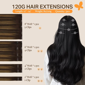 DOORES Clip in Hair Extensions packaging with care instructions