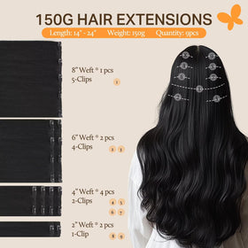 DOORES Clip in Hair Extensions packaging with clips