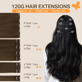 DOORES Clip in Hair Extensions packaging with details