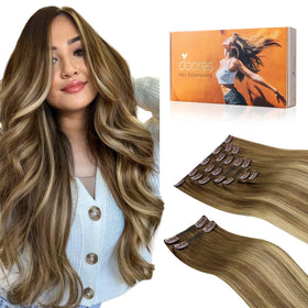 DOORES Clip in Hair Extensions set with 9 pieces and 20 clips