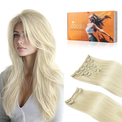 DOORES Clip in Hair Extensions set with 9 pieces and clips