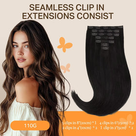 DOORES Clip in Hair Extensions showing 8 inch piece