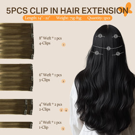 DOORES Clip in Hair Extensions showing colour options