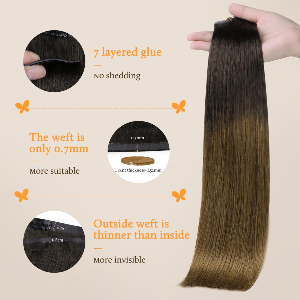 DOORES Clip in Hair Extensions showing colour options
