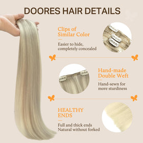 DOORES Clip in Hair Extensions showing multiple shades