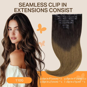 DOORES Clip in Hair Extensions showing PU wefts