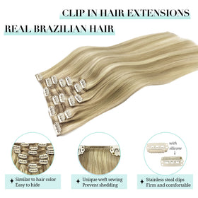 DOORES Clip in Hair Extensions showing silky texture