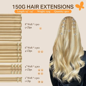 DOORES Clip in Hair Extensions showing stainless steel clips