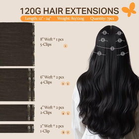 DOORES Clip in Hair Extensions showing U-shaped metal clips