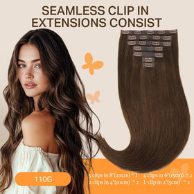 DOORES Clip in Hair Extensions showing various lengths