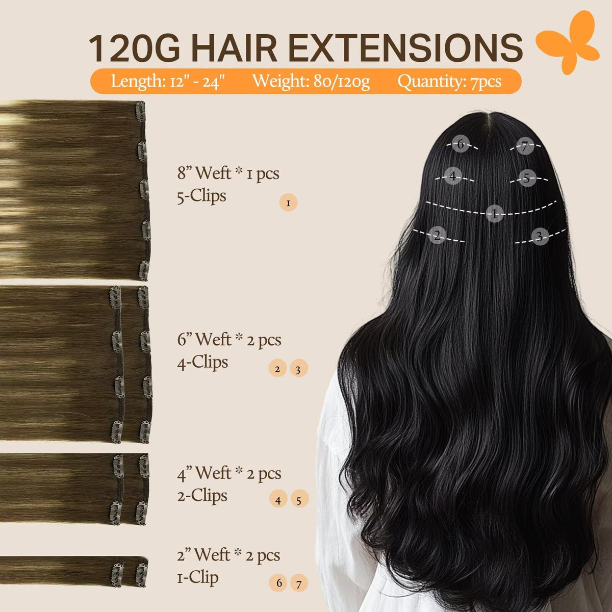 DOORES Clip in Hair Extensions U-shaped clips close-up