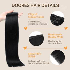 DOORES Clip in Hair Extensions with clips displayed