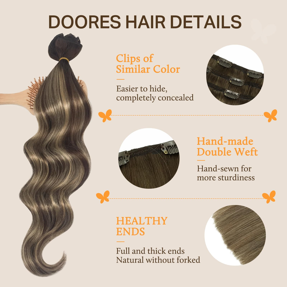 DOORES Clip in Hair Extensions with packaging
