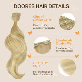 DOORES Clip in Hair Extensions with soft silicone backs