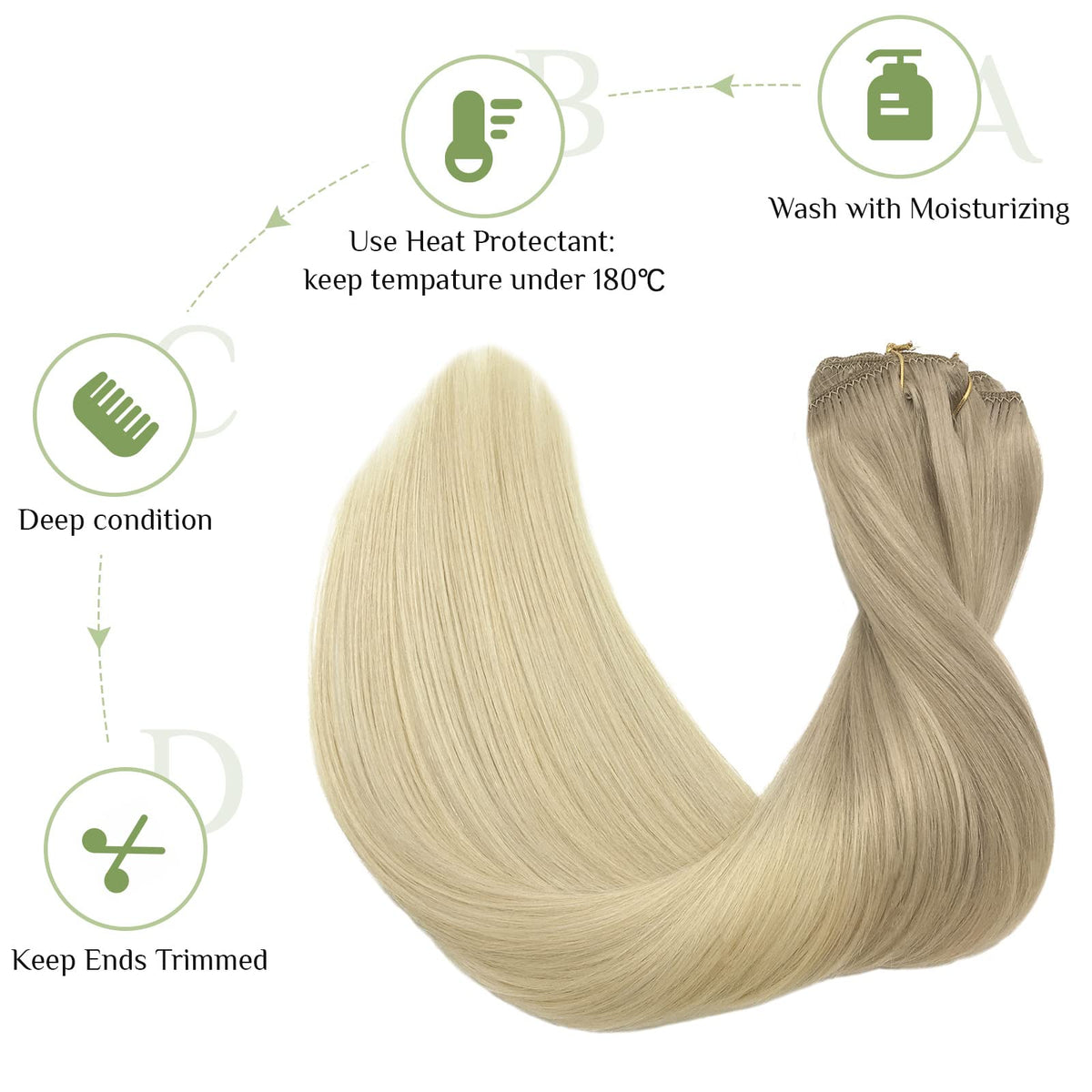 DOORES hair extensions in natural light for colour comparison