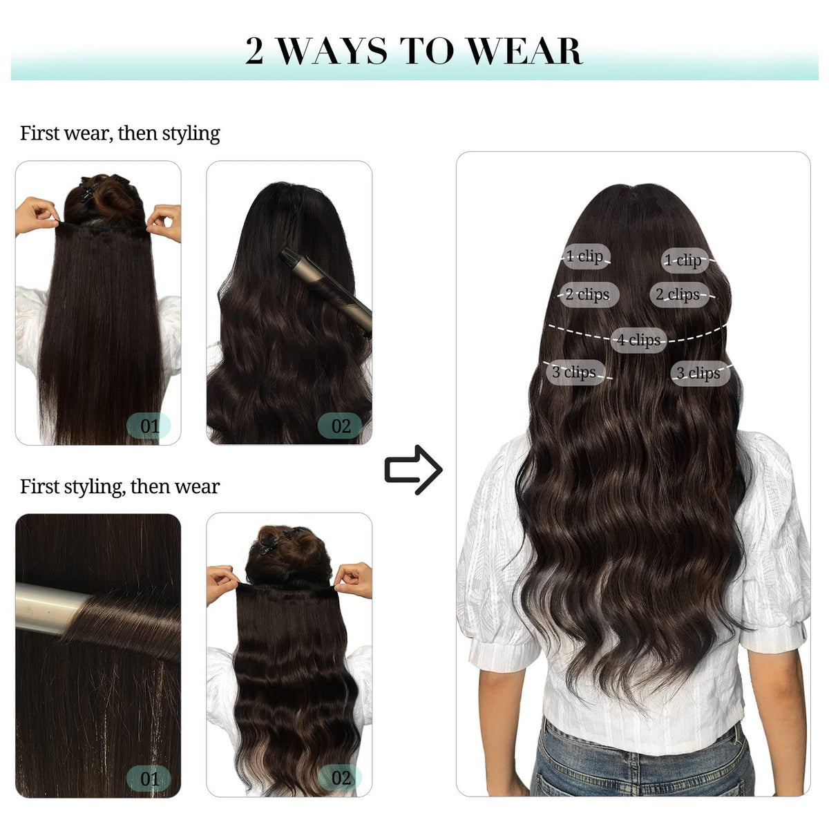 DOORES hair extensions in various colour options displayed