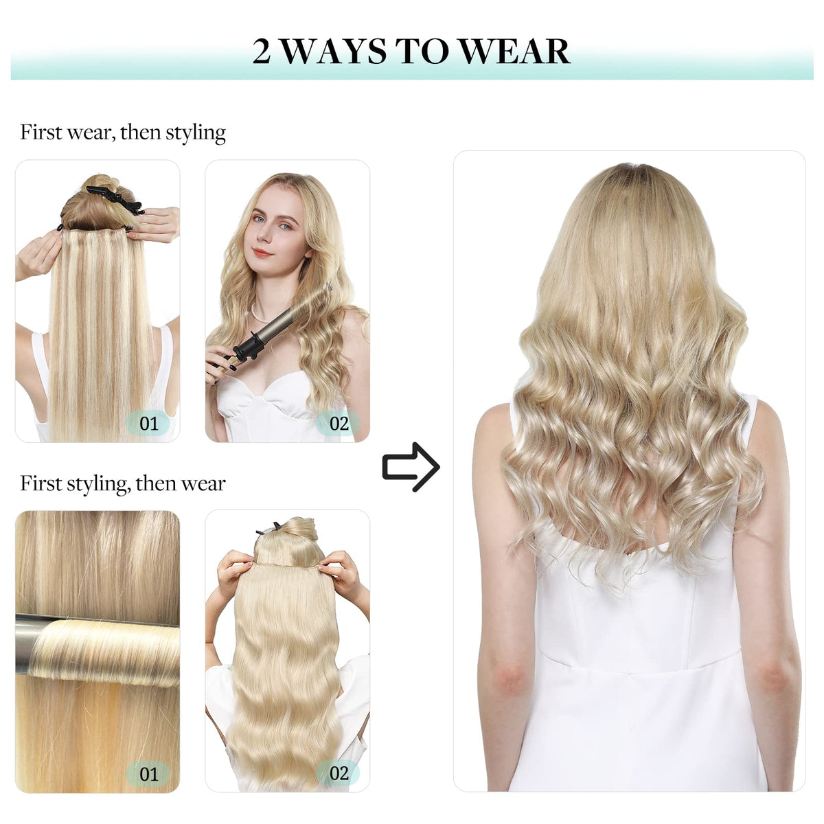 DOORES hair extensions laid out on a flat surface