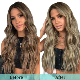 DOORES Human Hair Extensions 12 Inch styled in a ponytail