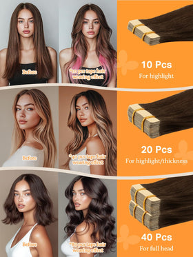 DOORES Tape In Hair Extensions 10 inch length example
