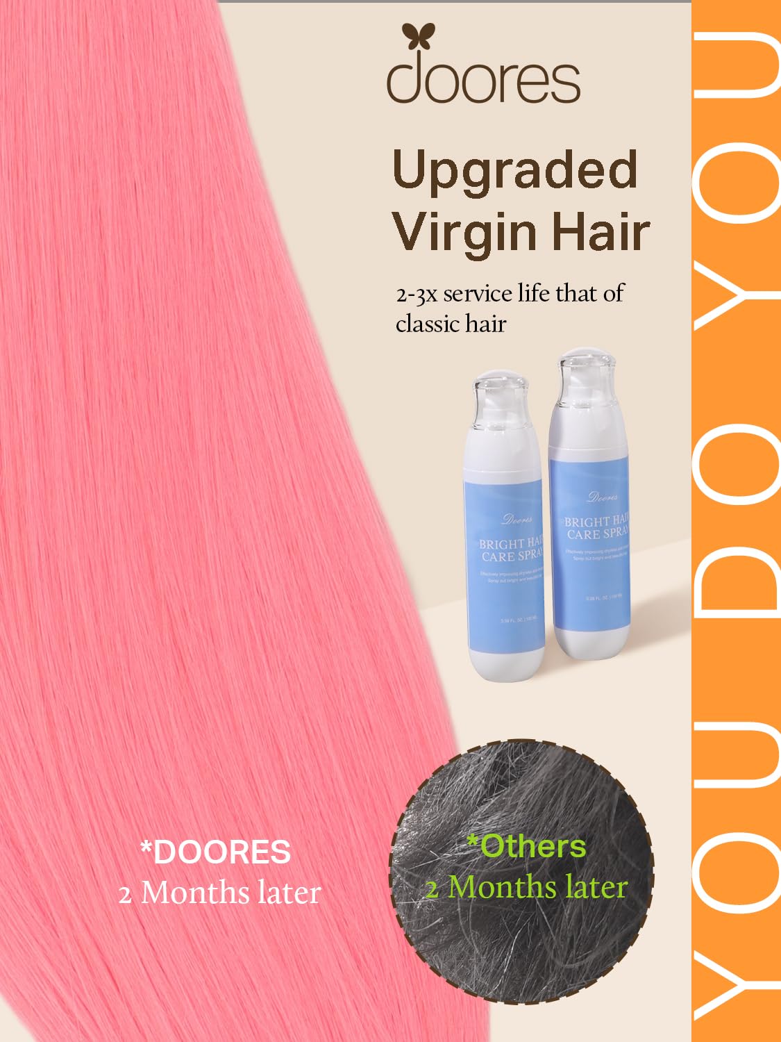 DOORES Tape In Hair Extensions 100g back view