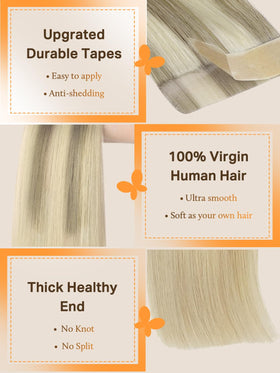 DOORES Tape in Hair Extensions 100g close-up of hair