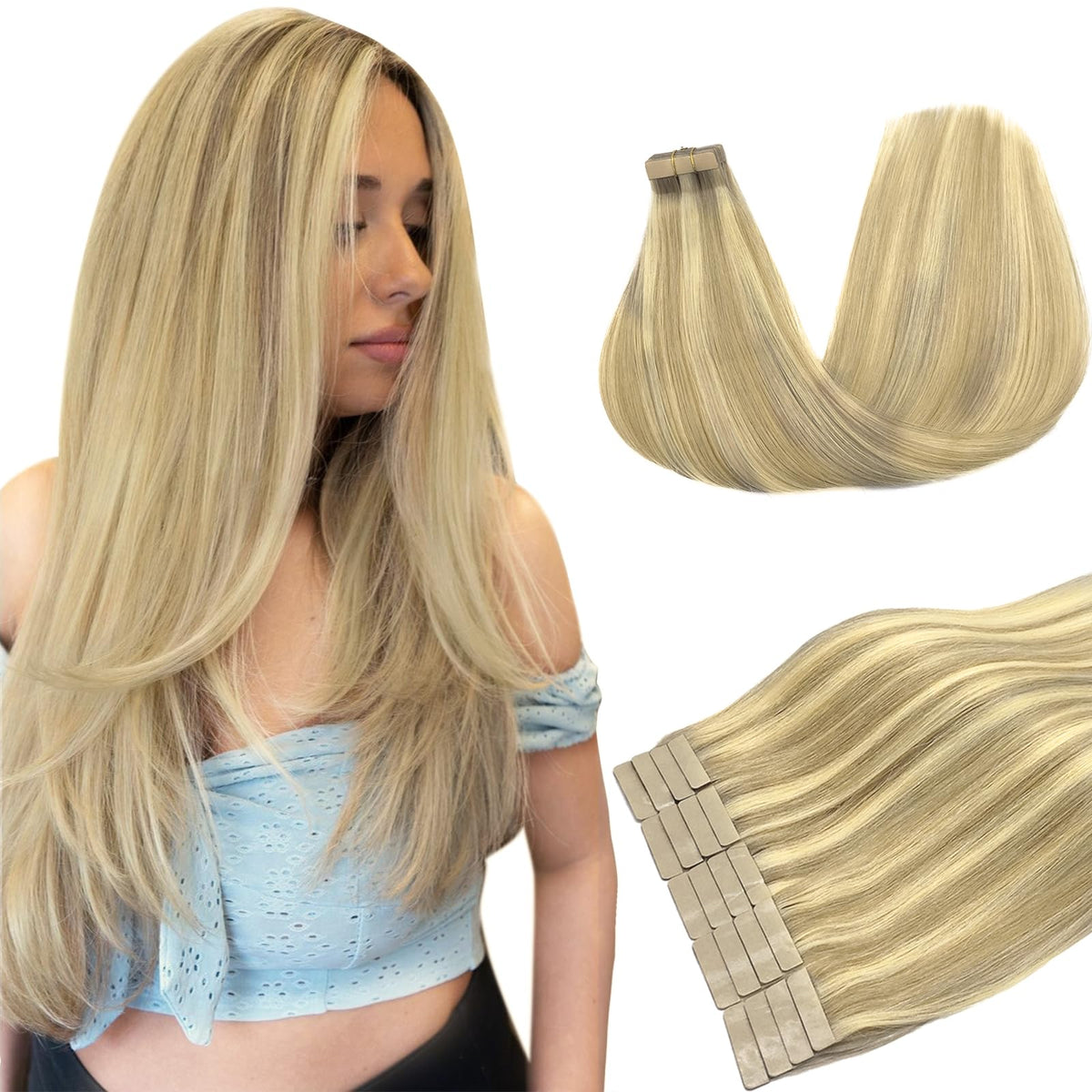 DOORES Tape in Hair Extensions 100g pack front view
