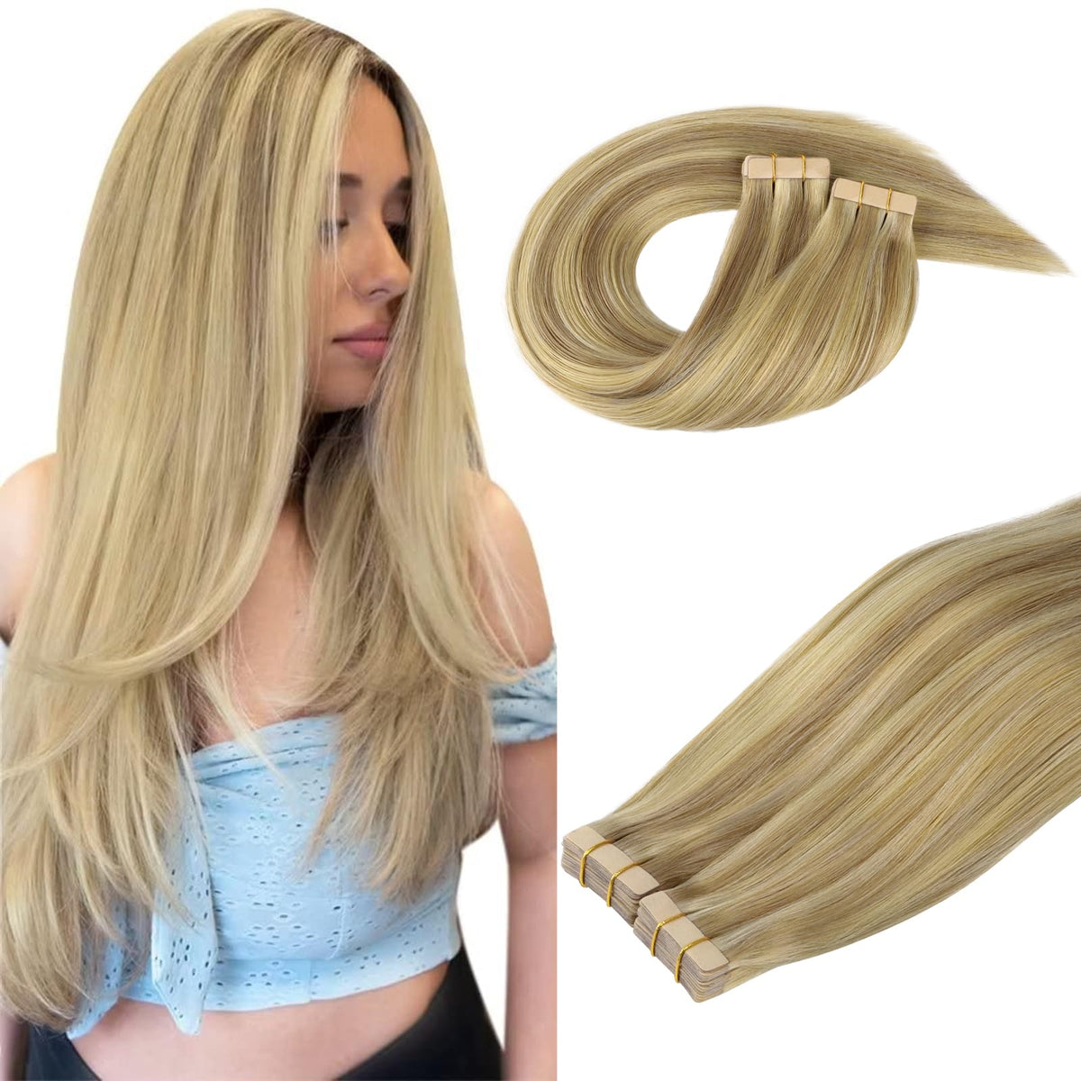 DOORES Tape in Hair Extensions 100g pack front view