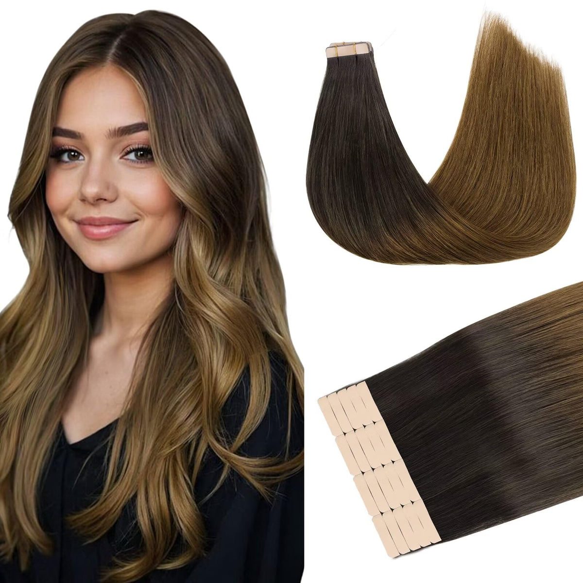 DOORES Tape in Hair Extensions 100g pack front view