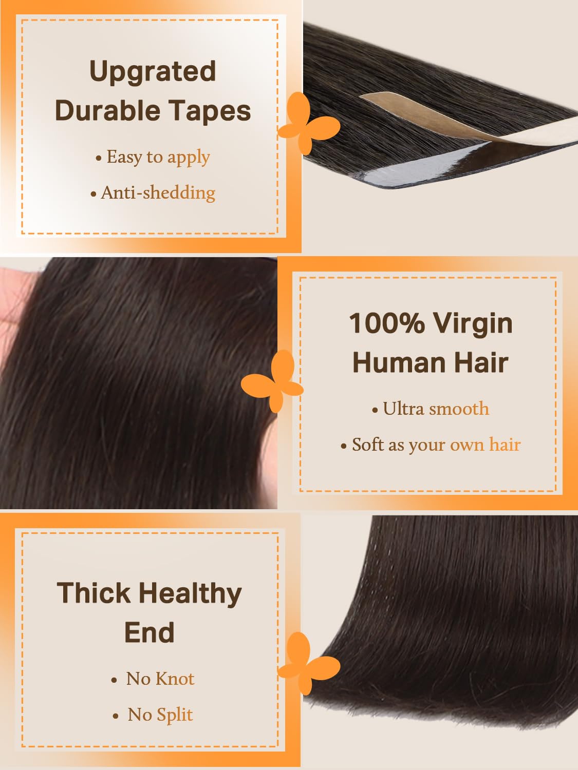 DOORES Tape in Hair Extensions 100g side view