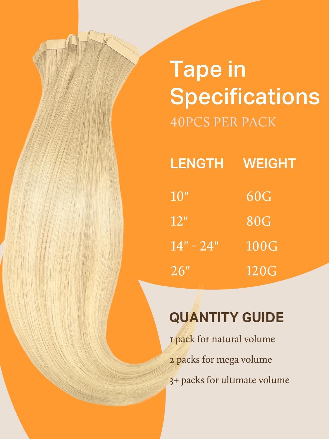 DOORES Tape in Hair Extensions 110g in packaging