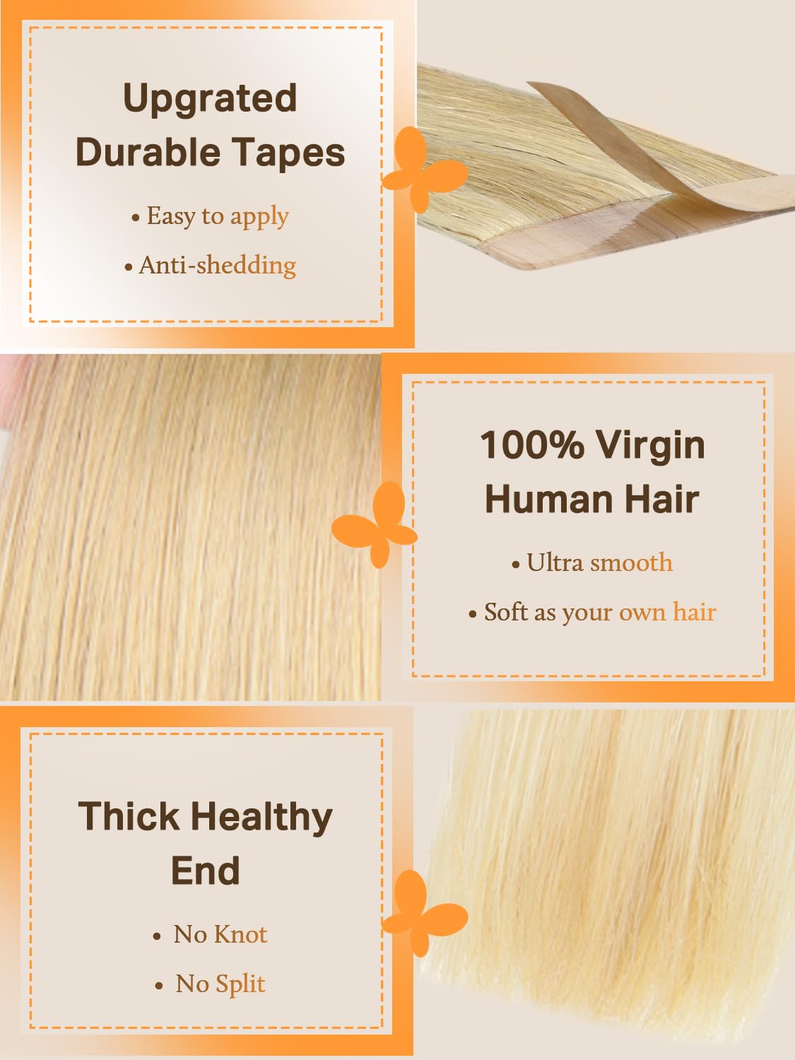 DOORES Tape in Hair Extensions 110g side view