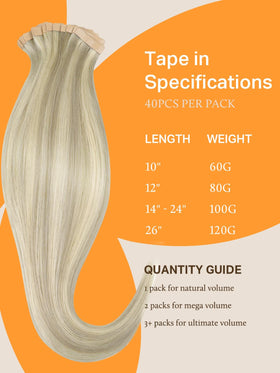 DOORES Tape in Hair Extensions 12 inches length