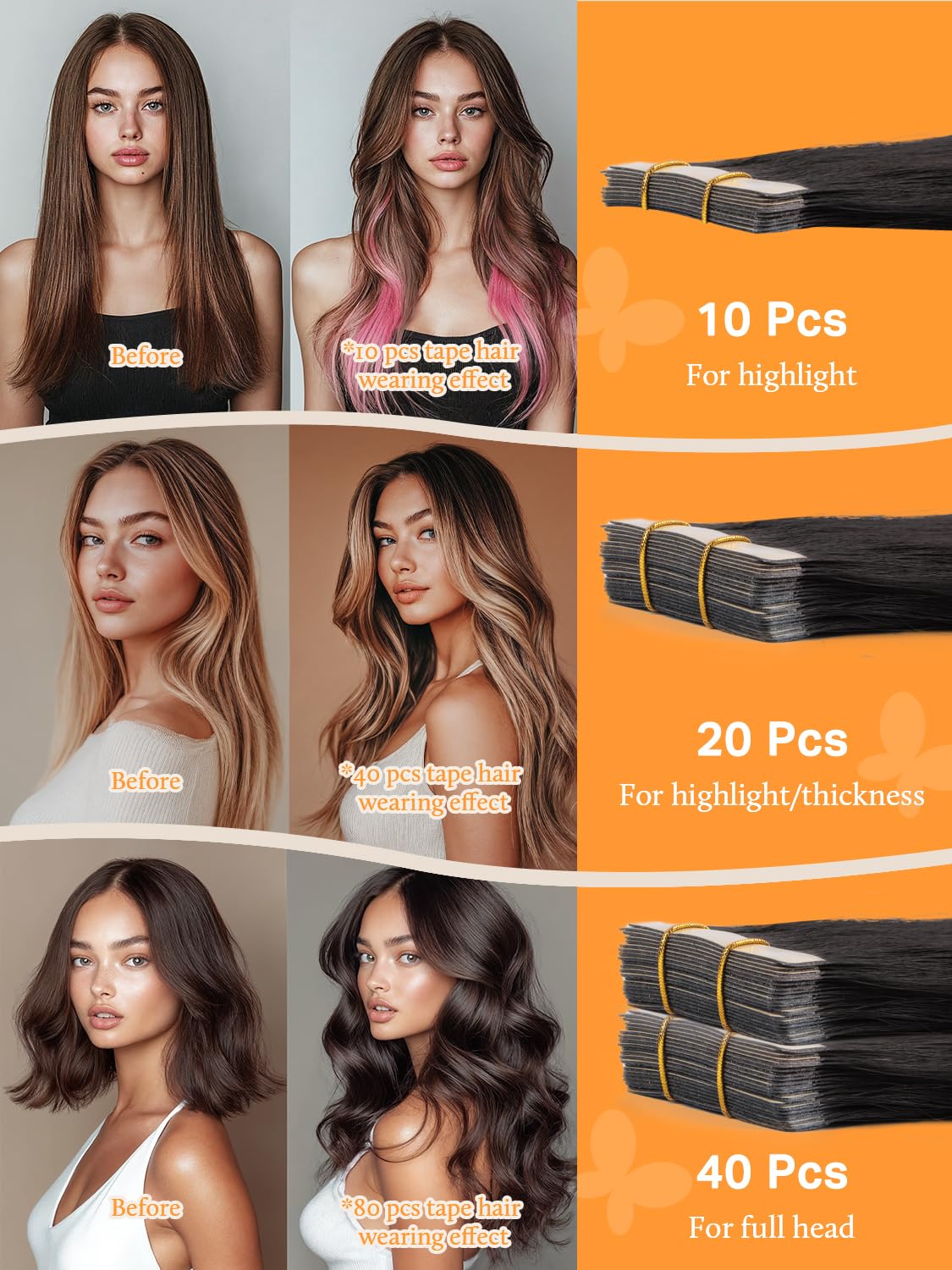 DOORES Tape In Hair Extensions 160g application process