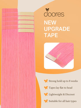 DOORES Tape in Hair Extensions 20pcs 18 inch close-up of tape