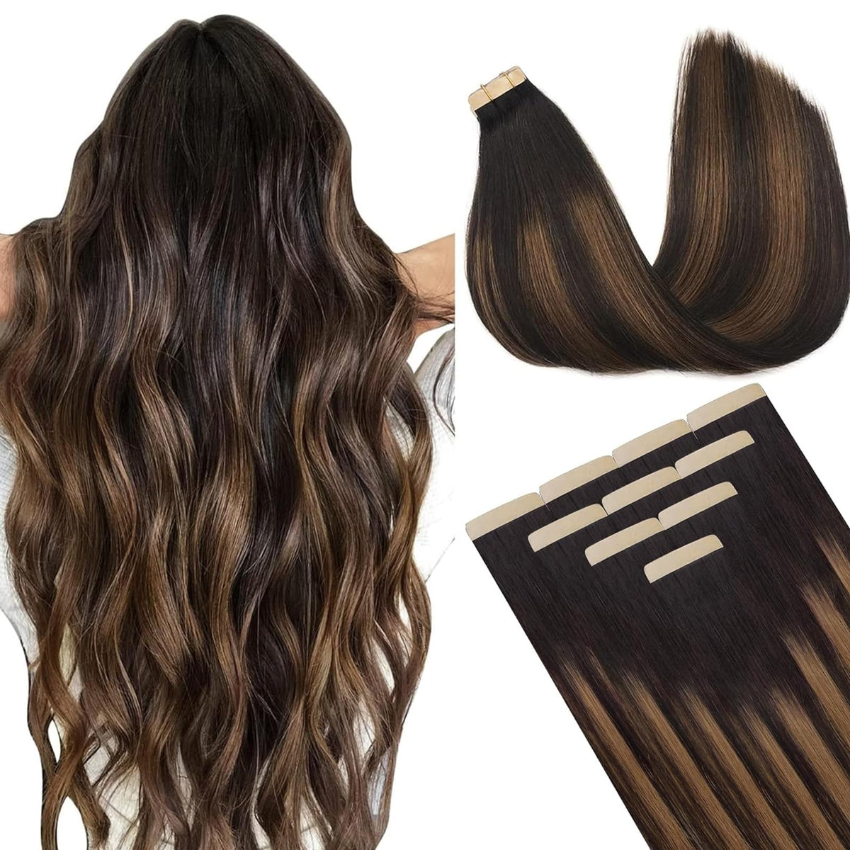 DOORES Tape in Hair Extensions 20pcs 18 inch front view