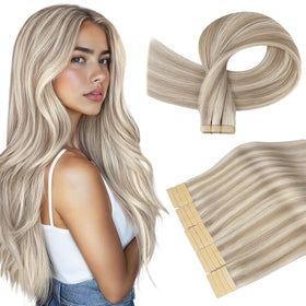DOORES Tape In Hair Extensions 20pcs 18 inch front view