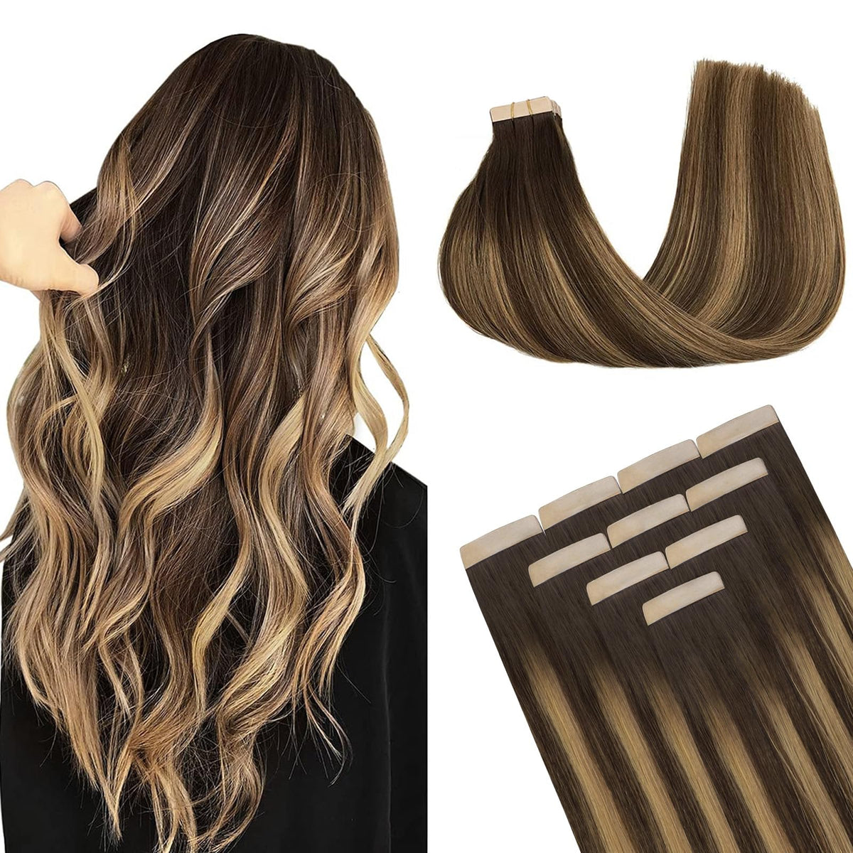 DOORES Tape In Hair Extensions 20pcs 18-inch front view
