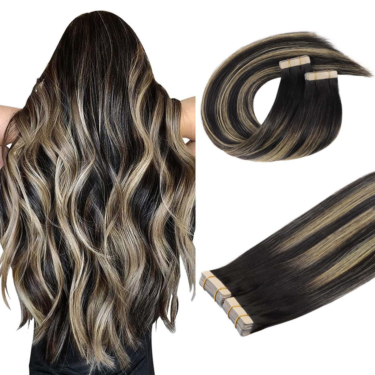 DOORES Tape In Hair Extensions 20pcs 20 inch front view