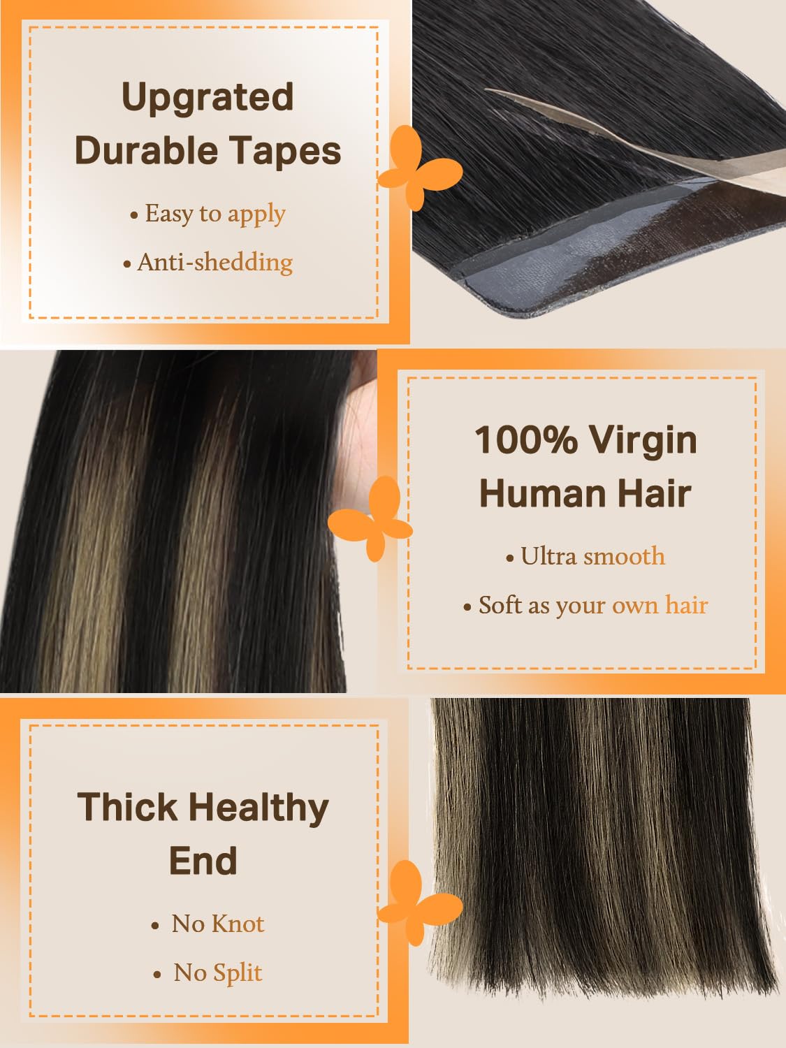 DOORES Tape In Hair Extensions 20pcs displayed with colour options