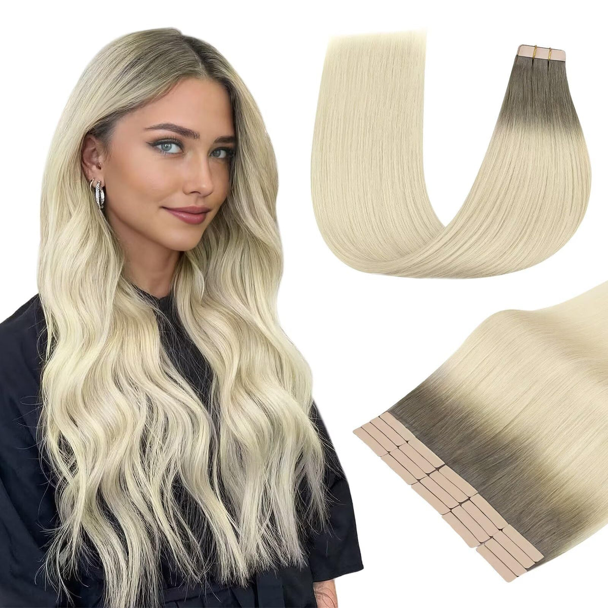 DOORES Tape in Hair Extensions 20pcs pack front view