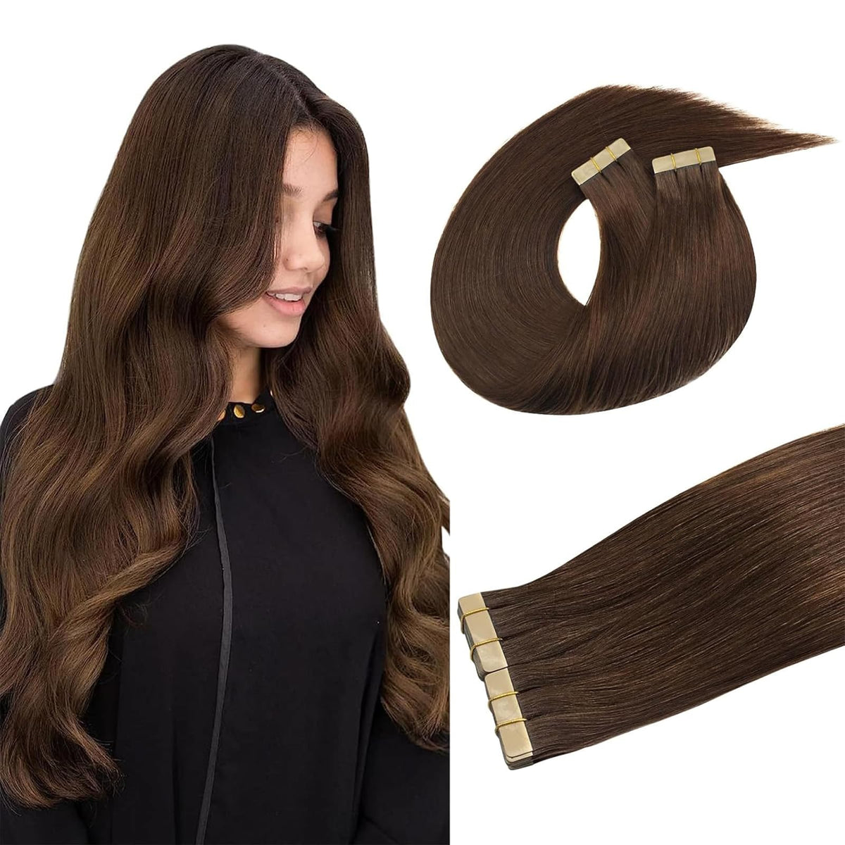 DOORES Tape in Hair Extensions 40pcs pack front view