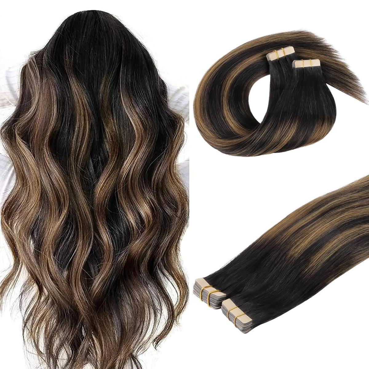 DOORES Tape in Hair Extensions 40pcs pack front view