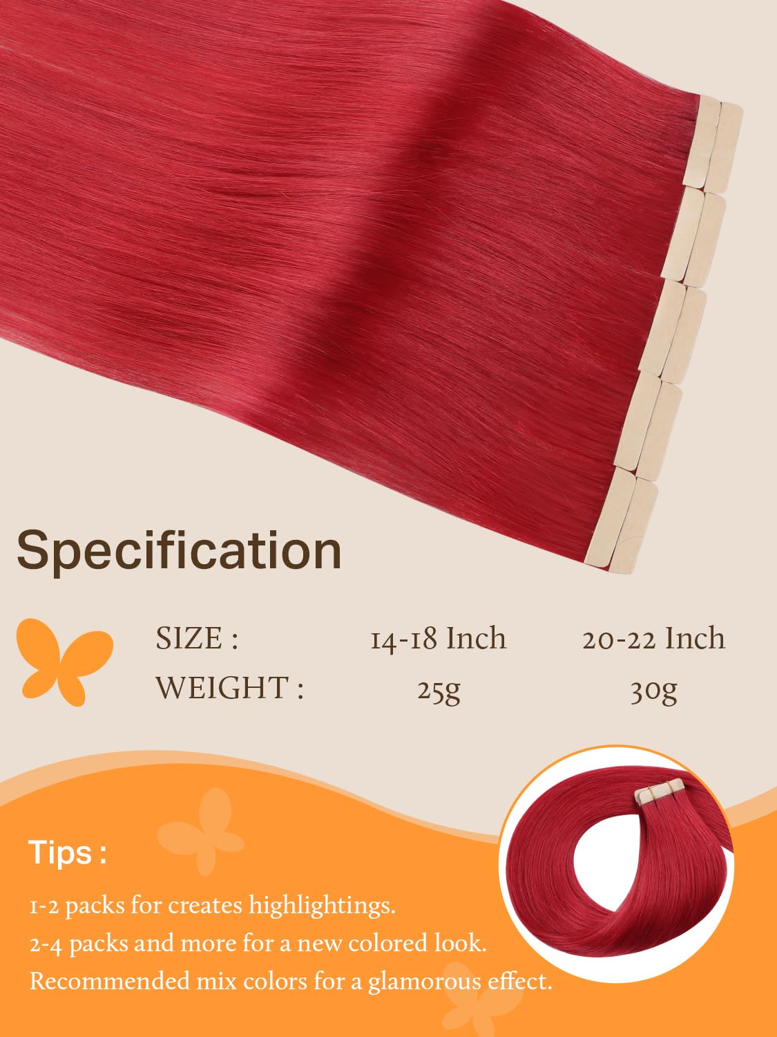 DOORES Tape In Hair Extensions applied in hair