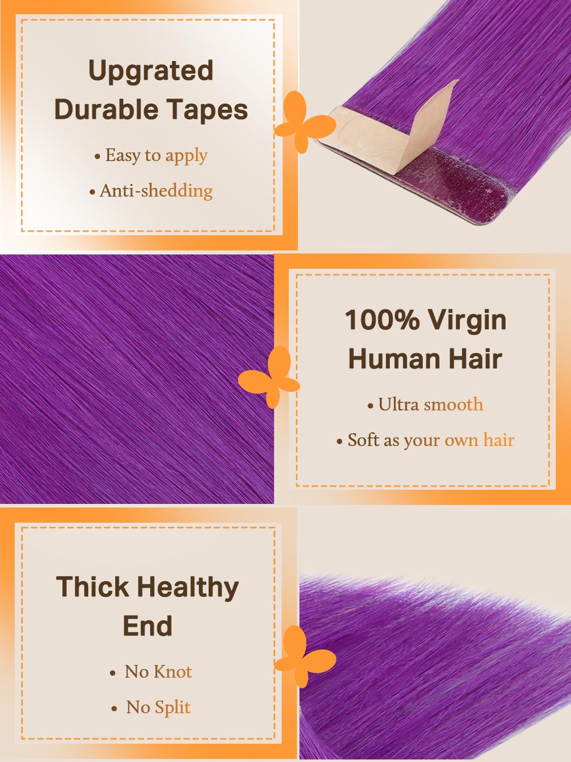 DOORES Tape In Hair Extensions close-up of adhesive tape
