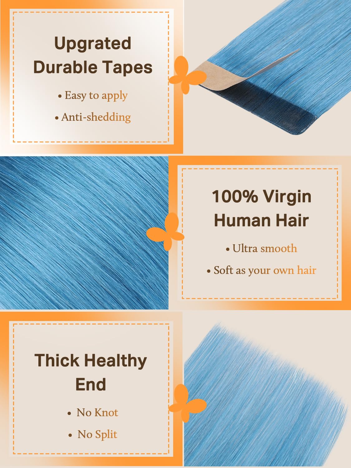 DOORES Tape In Hair Extensions close-up of adhesive tape